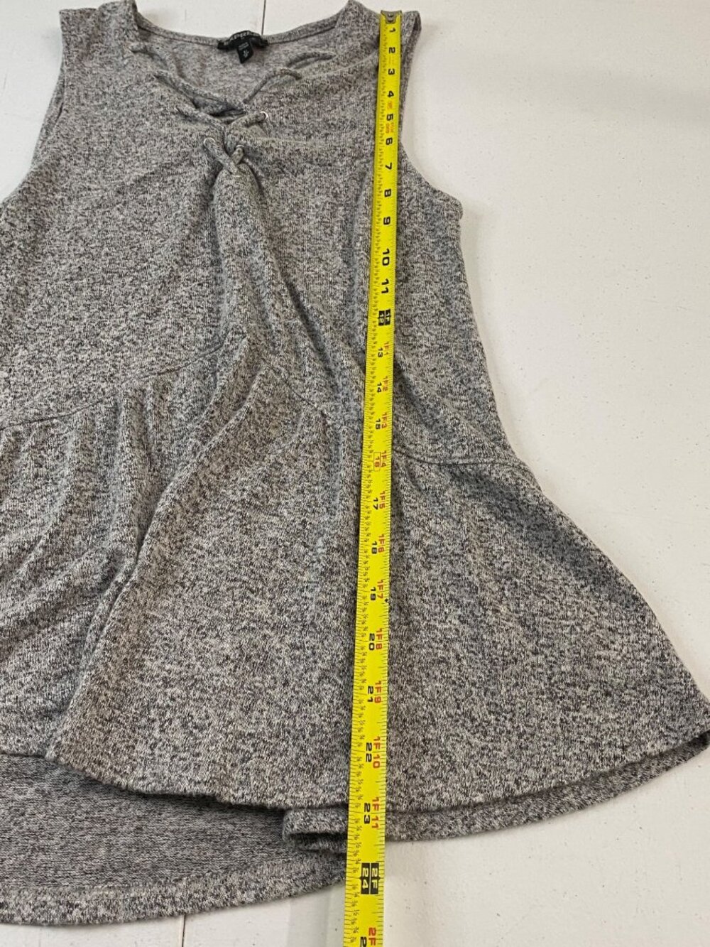 Express Girls Gray Marled Lace-Up Sleeveless Top – Size XS/TP - Picture 4 of 9
